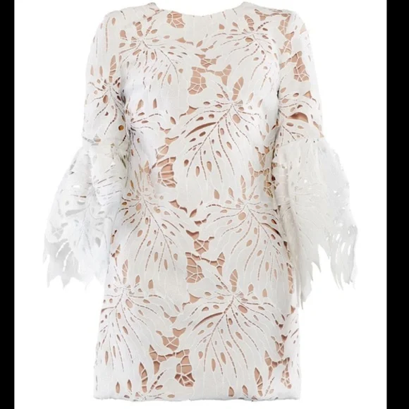 umber embroidered lace dress Midsummer Lace Dress – Cream main image 0